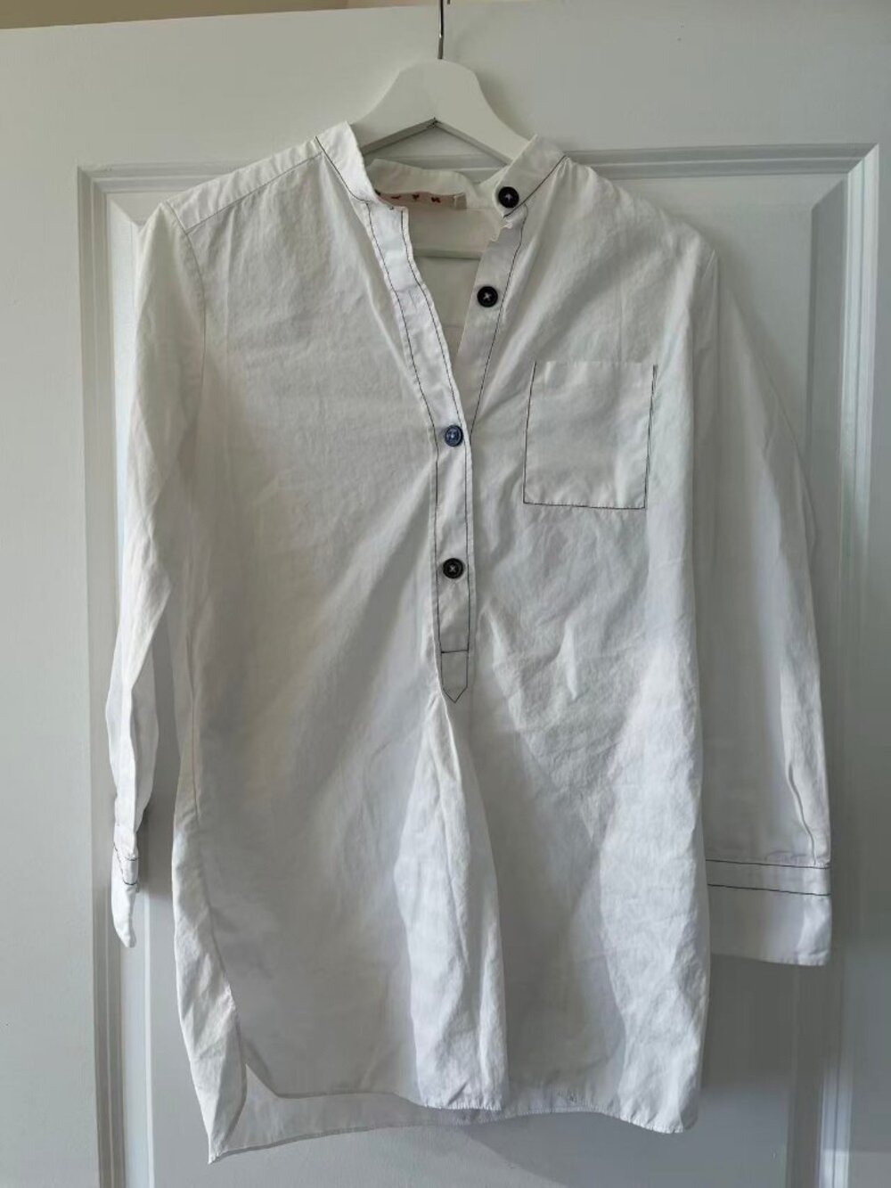 Marni White Cotton Popover Tunic Shirt Blouse IT 38 XS